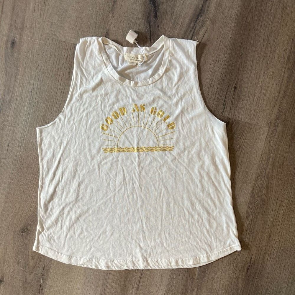 Saltwater Luxe White & Gold Tank Top XL EUC